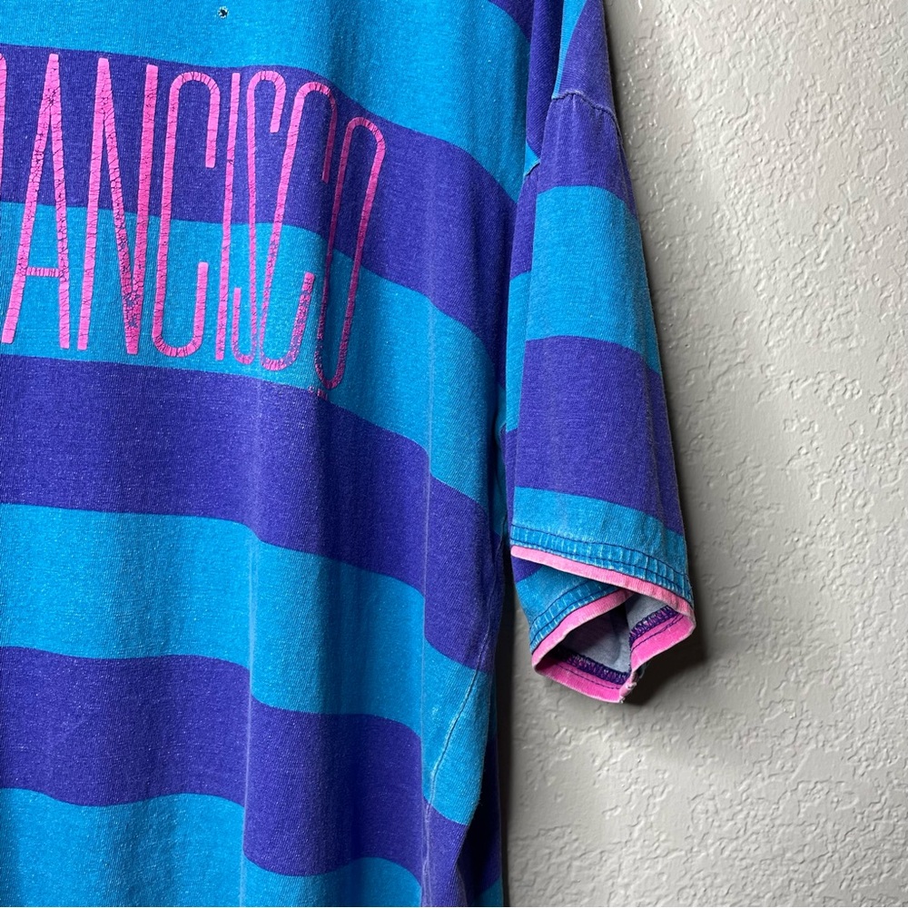 Vintage 80s Striped San Francisco Boxy Oversized Boxy T-Shirt - Picture 10 of 13